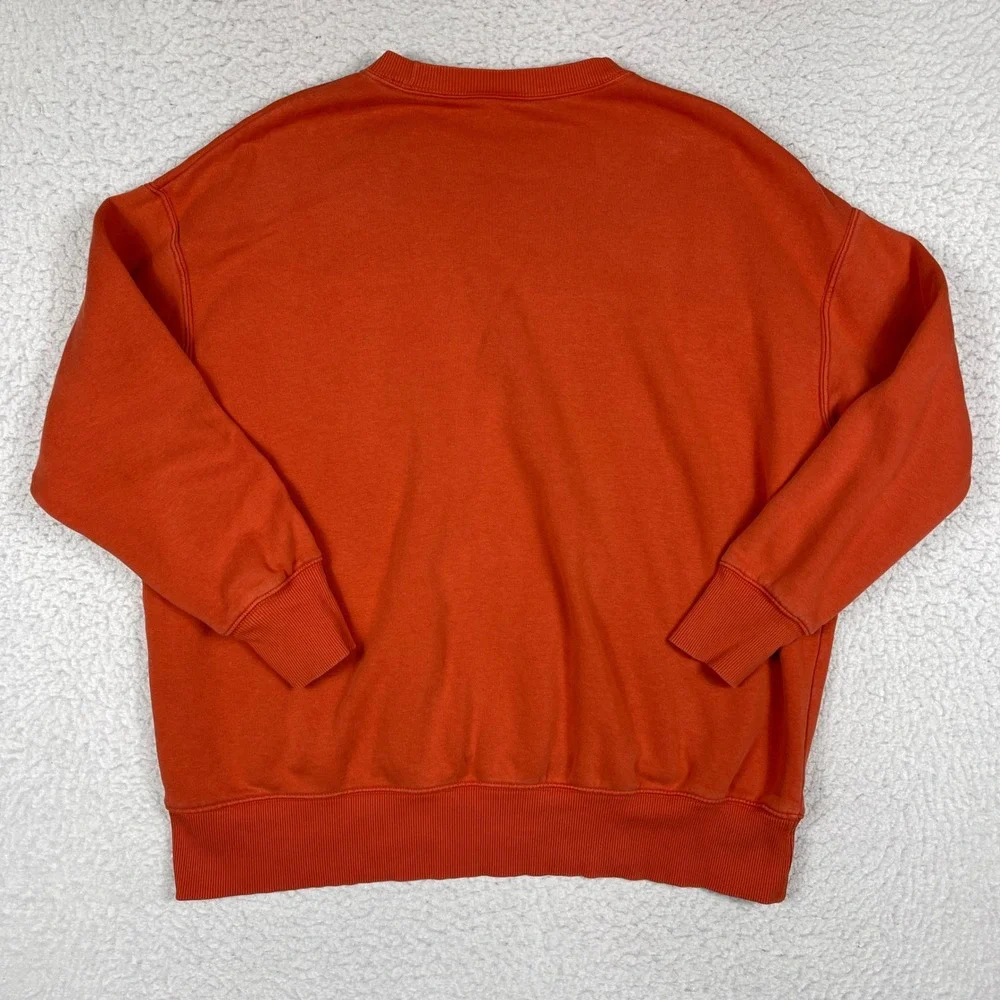 Nike Sweatshirt Womens Large Phoenix Fleece Orange Center Swoosh Crew Relaxed
